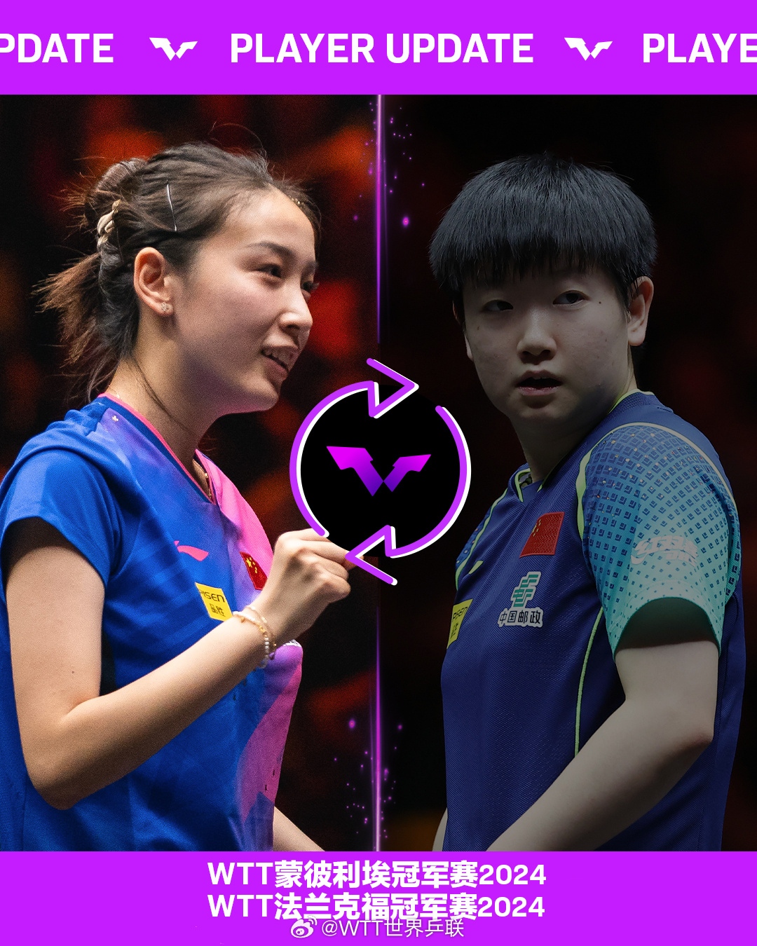 孙颖莎因伤退出WTT两站冠军赛 孙颖莎因伤退出WTT两站冠军赛