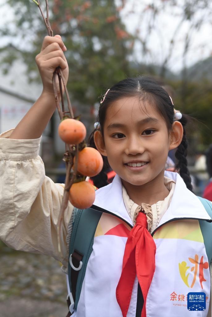 浙江余姚：古村柿红人气旺