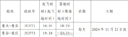 往返机票700元起 四川航空11月22日起复航重庆⇋曼谷航线