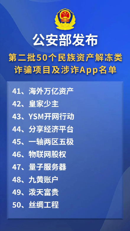 警惕！公安部公布50个诈骗项目及涉诈APP