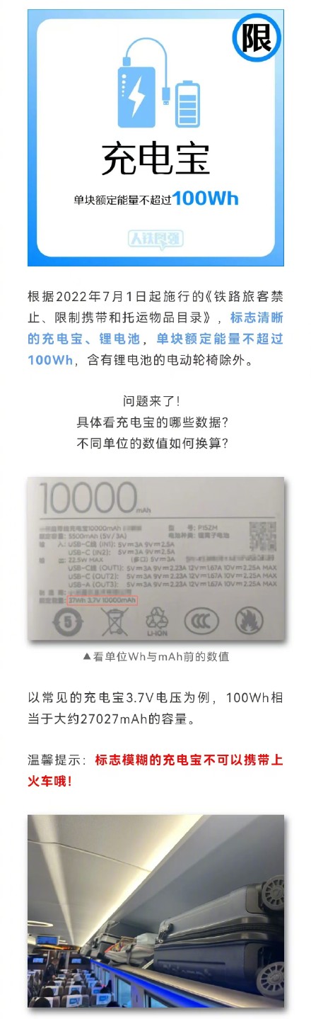 充电宝能带上火车吗？还有哪些电器类物品禁止或限量携带乘车？