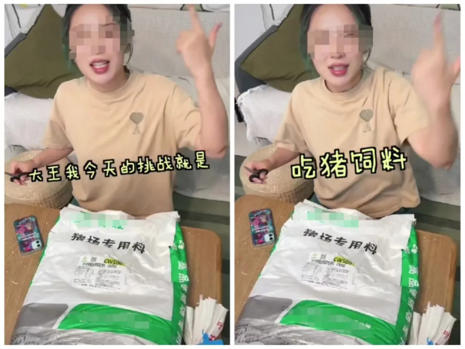 百万粉丝博主挑战吃猪饲料，当场表情失控！