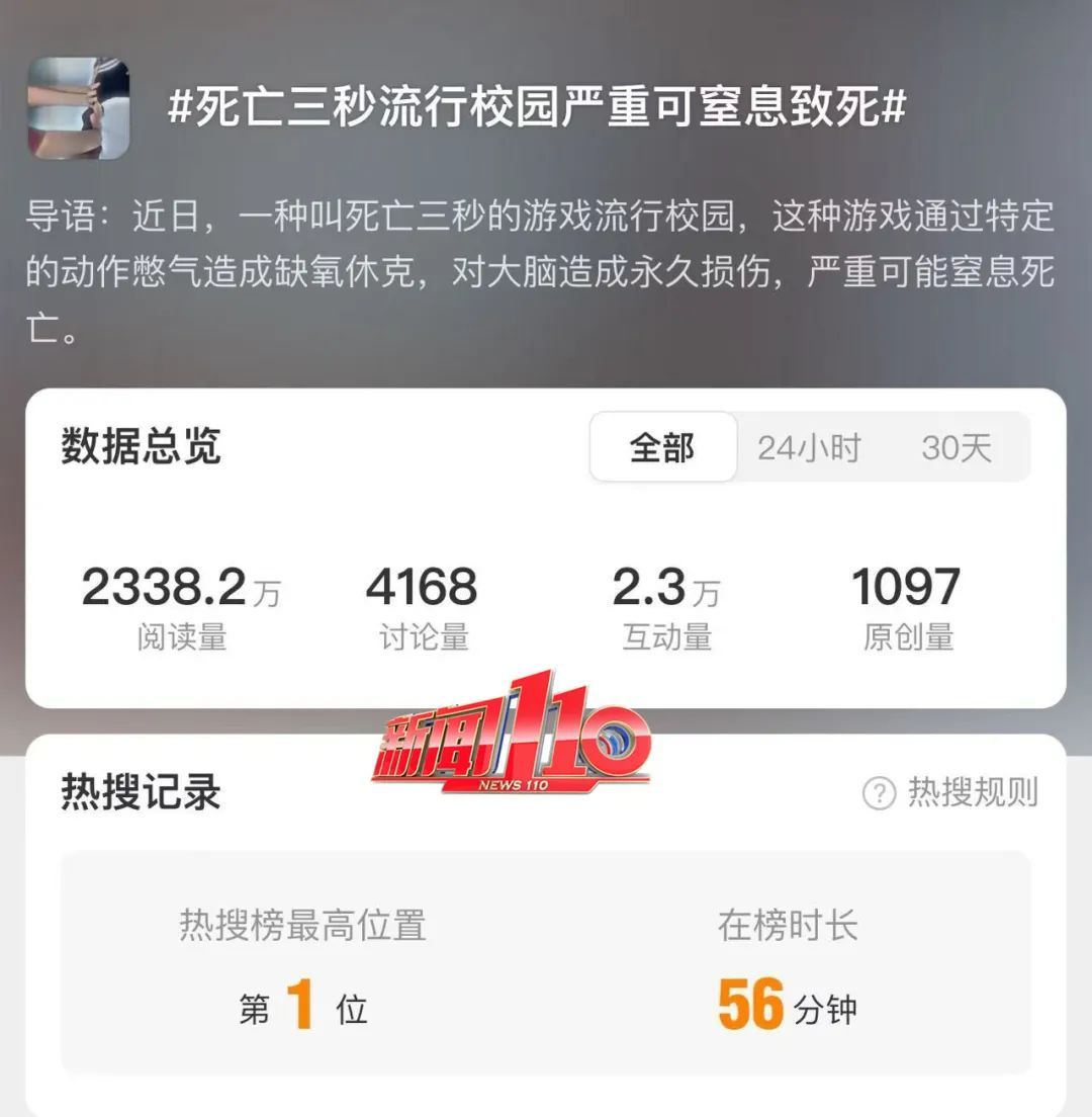 冲上热搜!“死亡游戏”流行校园!多地发出紧急提醒 冲上热搜!“死亡游戏”流行校园!多地发出紧急提醒