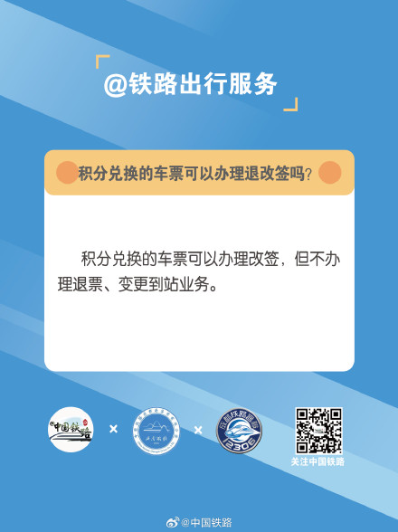 积分兑换的车票可以办理退改签吗？