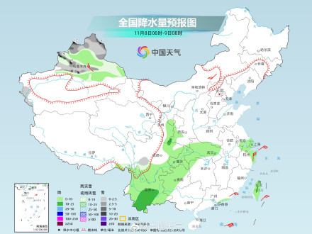 冷空气来袭新疆局地有强降雪 西南地区降雨明显减弱