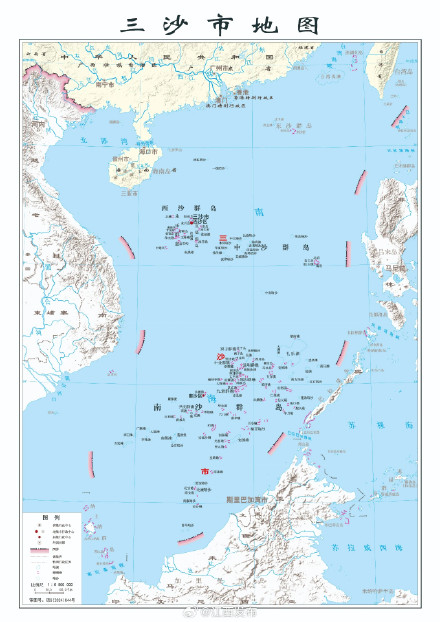 三沙市新版地图和邮编公布