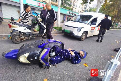 骑车男子遇事故 头盔帮避险 骑车男子遇事故 头盔帮避险