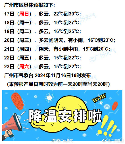 冷空气在来广州的路上了 11月18日起影响广州，带来3～5℃降温