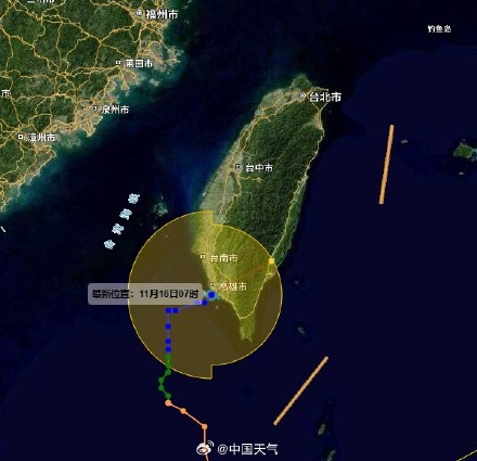 台风“天兔”即将登陆台湾省高雄到屏东一带沿海