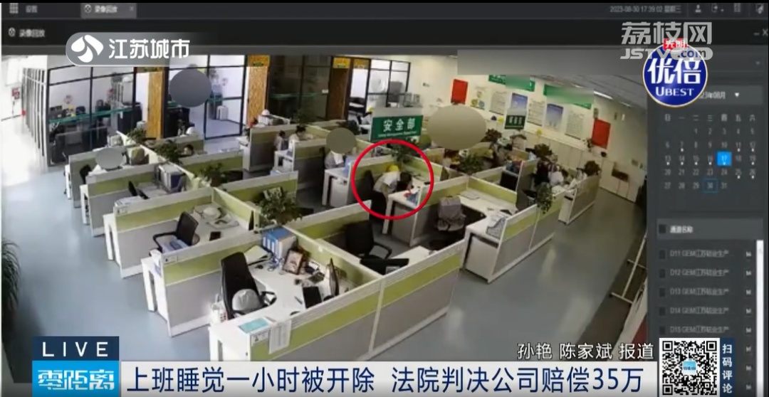 工位上睡觉一小时被开除！法院判赔35万！