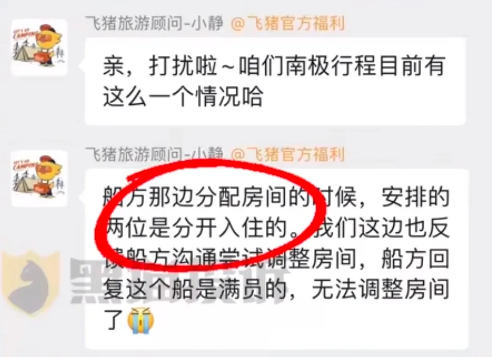 上海夫妻花19万去南极，想住一间房被拒，只因少打一个字？飞猪回应