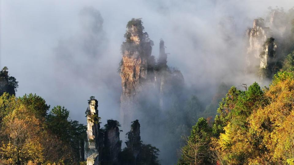 张家界国家森林公园初冬出现壮丽云海,或将在12月迎来首场降雪 张家界国家森林公园初冬出现壮丽云海,或将在12月迎来首场降雪