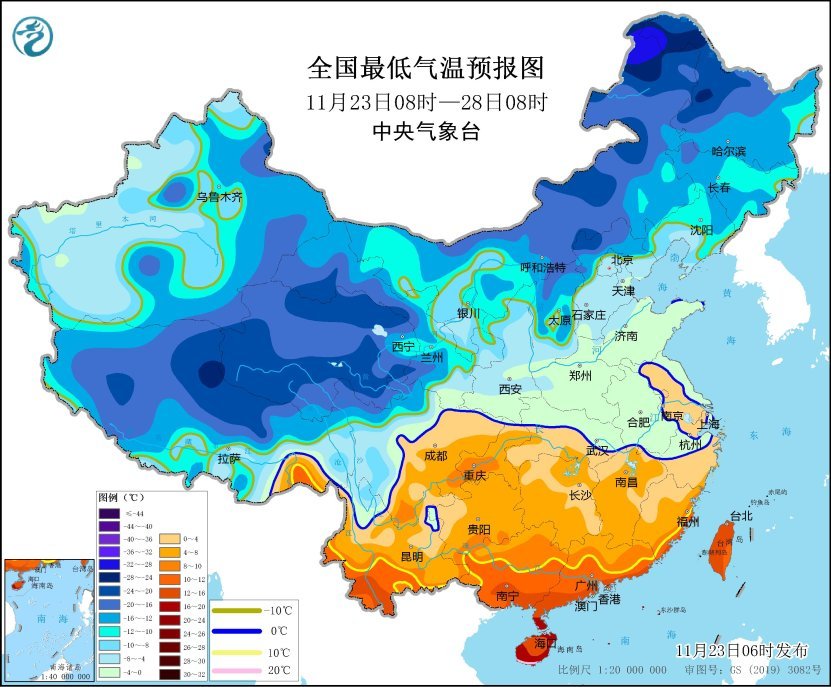 中央气象台继续发布寒潮蓝色预警 我国大部地区气温将先后下降6-10℃