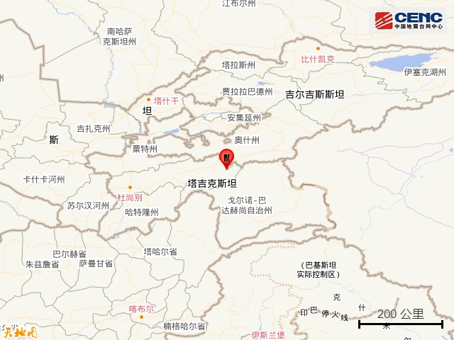 塔吉克斯坦发生5.0级地震 塔吉克斯坦发生5.0级地震