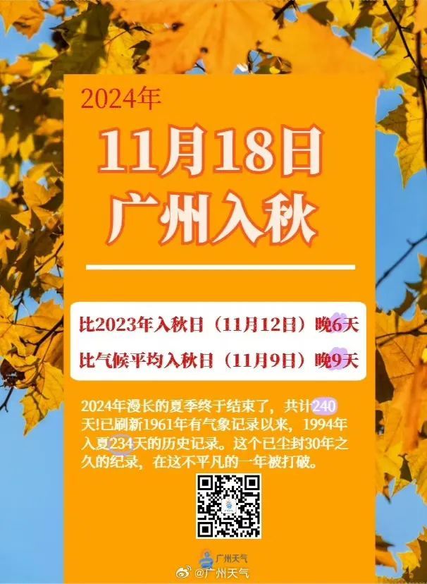 广州官宣：入秋！