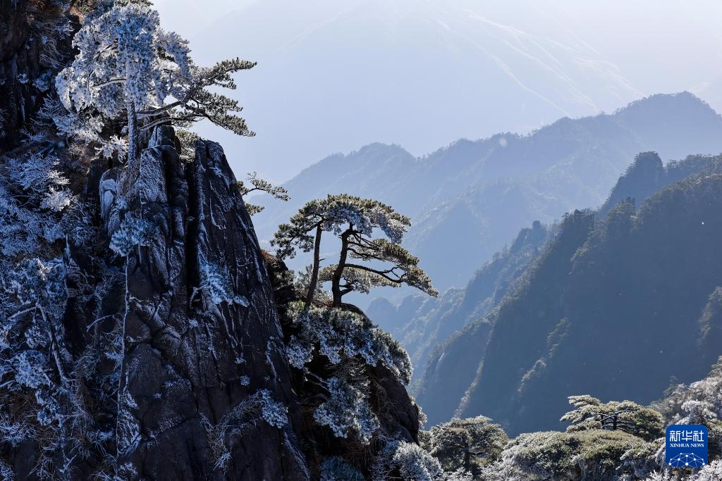 安徽黄山迎入冬初雪