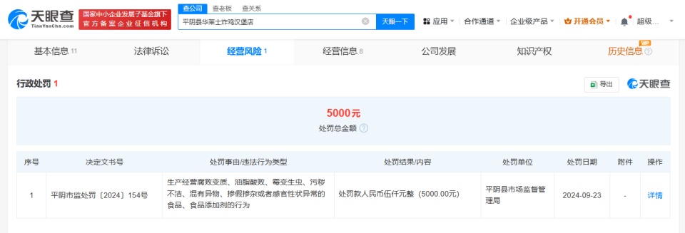 华莱士回应“汉堡吃出形似尾巴异物”，华莱士门店曾被查出鸡架中混有纸团