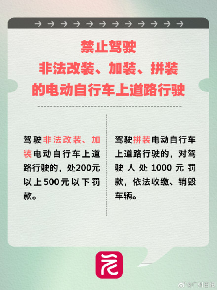 广州非法改装电动自行车最高罚10万