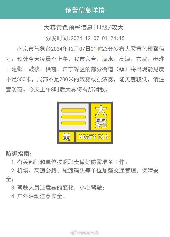 停航、特级管制！刚刚，南京多区发布红色、橙色预警