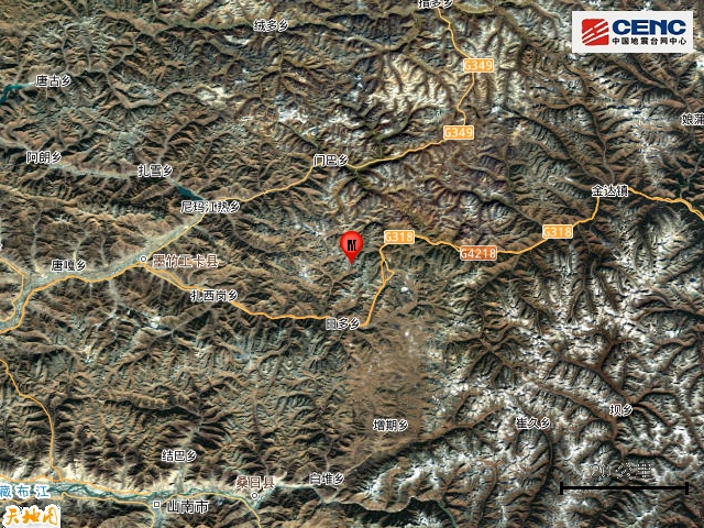 西藏拉萨市墨竹工卡县发生3.7级地震