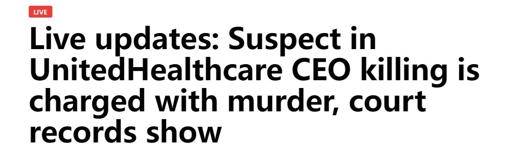 嫌疑人落网被控谋杀罪 美联合健康集团高管枪杀案最新进展 嫌疑人落网被控谋杀罪 美联合健康集团高管枪杀案最新进展