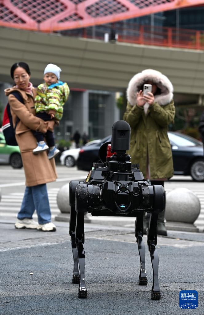 四川成都：智能巡防新亮点 警用机器狗上岗巡逻