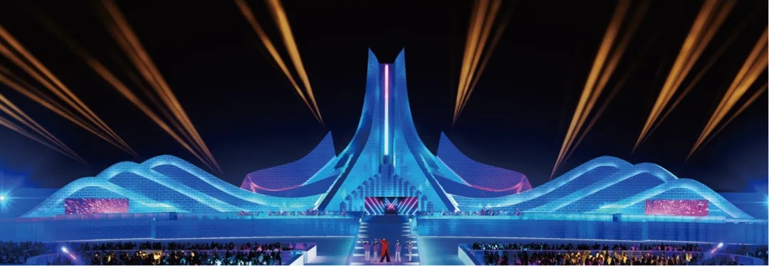 哈尔滨冰雪大世界梦想大舞台封顶! 哈尔滨冰雪大世界梦想大舞台封顶!