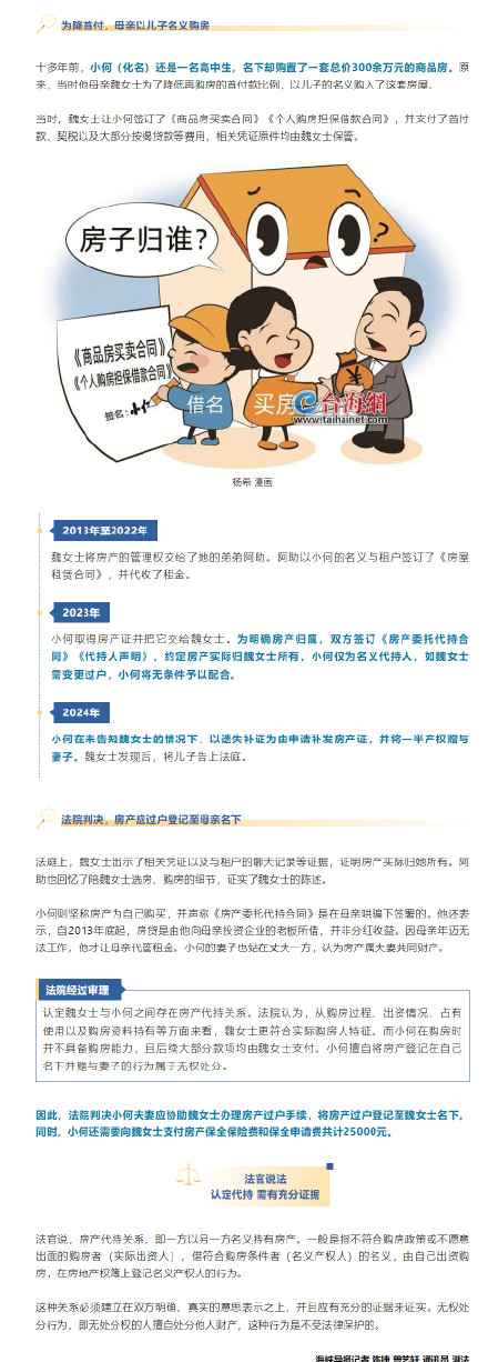 母亲起诉儿子将自己买的房赠与儿媳
