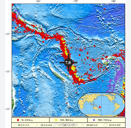 瓦努阿图群岛海域发生7.0级地震，或引发局地海啸