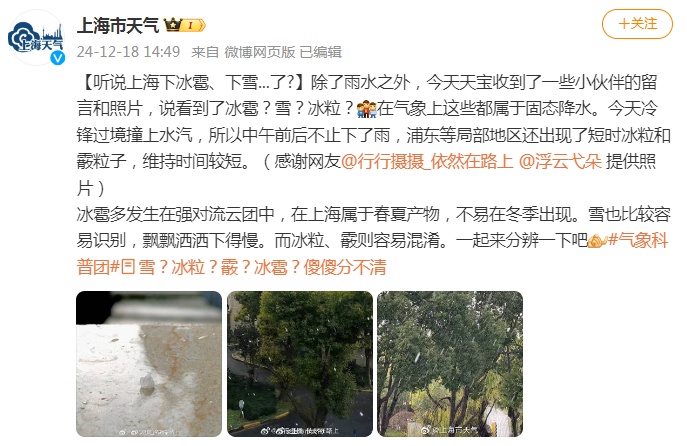 上海下雪了？刚刚，气象局回应！冷空气控场，网友：穿少了！新台风或将生成……
