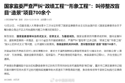 国家监委严查严纠政绩工程形象工程