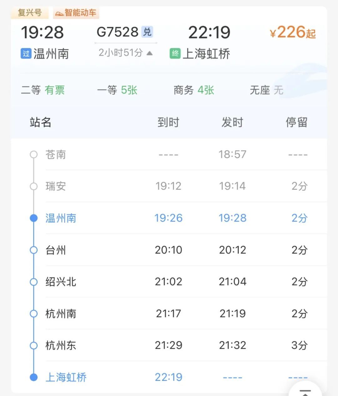 杭州西⇋上海，开始售票！温州去上海，车次有新选择
