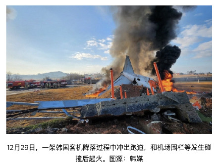 韩国客机撞墙起火事故中乘客国籍公布 韩国客机撞墙起火事故中乘客国籍公布