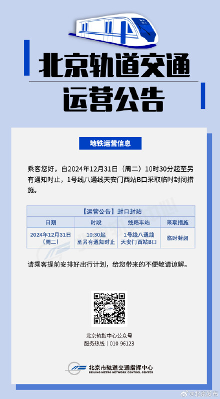 注意！北京这个地铁口临时封闭——