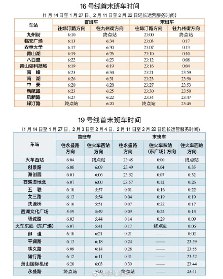 好消息！春运期间，杭州地铁有的线路延长到0点以后