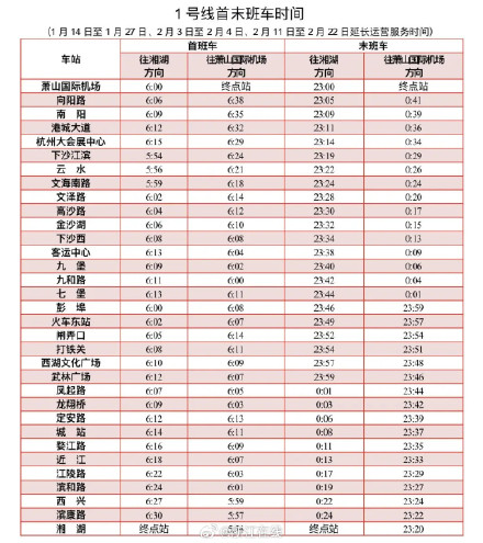 好消息！春运期间，杭州地铁有的线路延长到0点以后