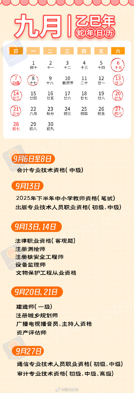 转存！2025年考证日历来了