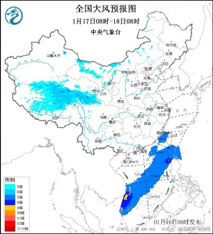 东部南部海域有大风 全国大部地区降水稀少