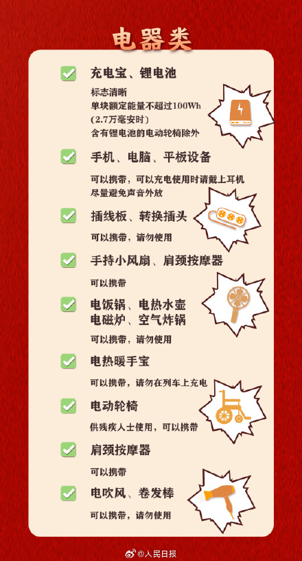 过年回家这些不能带上火车