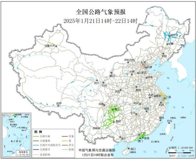 全国大部降水稀少 23日起将有寒潮和大范围雨雪