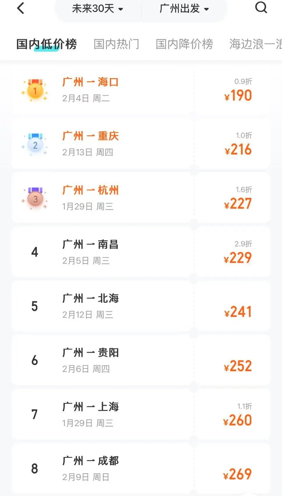 降价超70%！春节期间部分机票价格腰斩