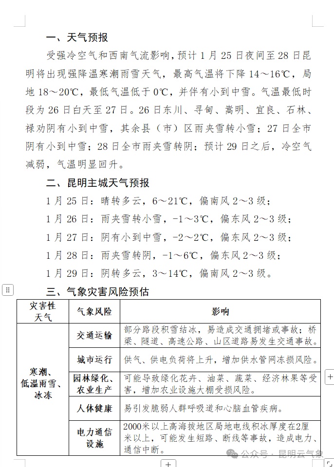 最高降20℃！昆明将下雪，出行需注意→