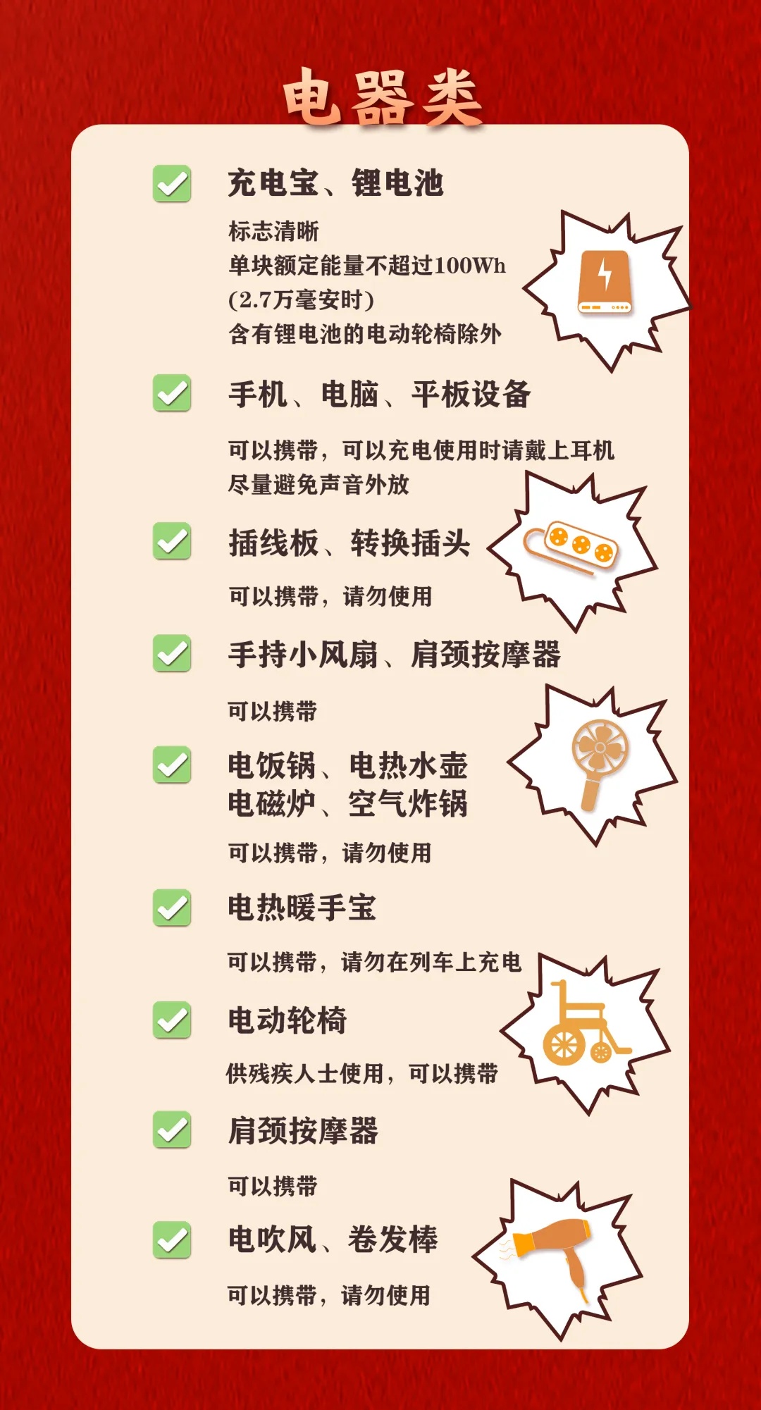 行李箱里“给家人满满的爱”，都能带上火车吗？赶紧自查→