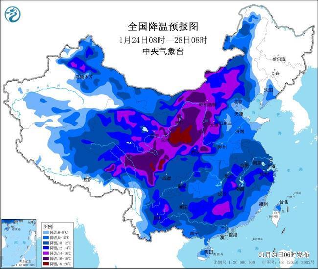 暴雪、寒潮黄色预警发布：多地降温可达14℃以上