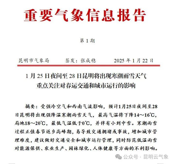 今晚起，局地或降20℃！春节期间，云南各地天气……