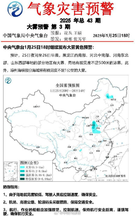 大风、寒潮、暴雪、大雾四预警齐发