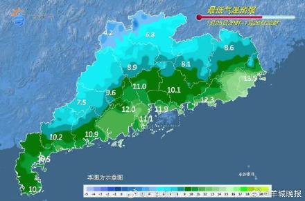 广东各地累计下降6至10℃