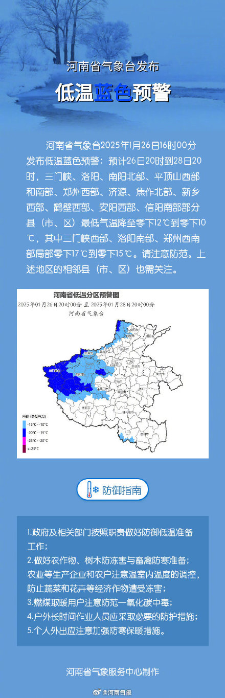 未来两天河南最低温降至零下17℃