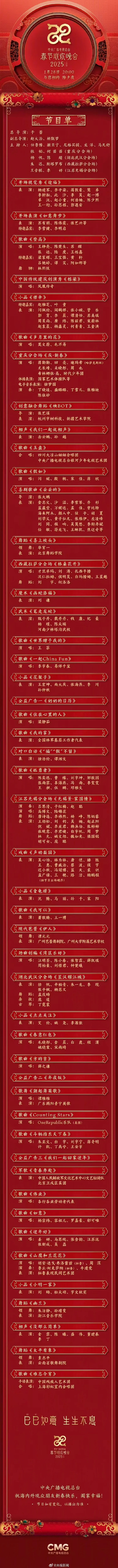 你最想看谁?2025年春晚节目单发布! 你最想看谁?2025年春晚节目单发布!