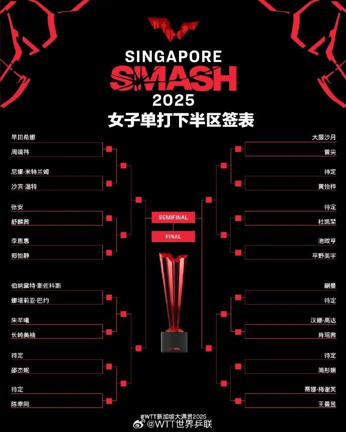 WTT新加坡大满贯抽签结果出炉！王楚钦首轮对阵宇田幸矢